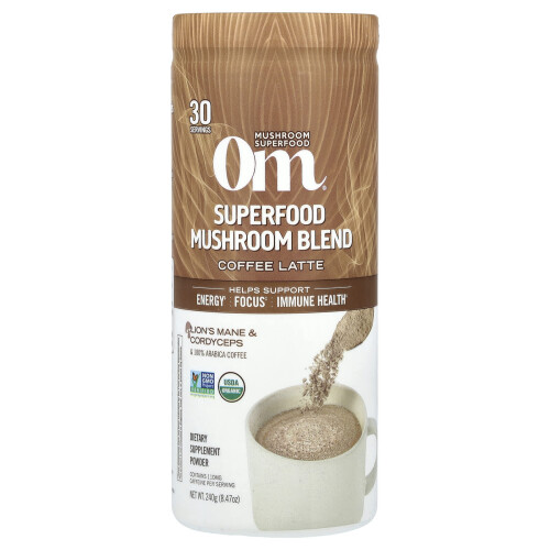 Om Mushrooms, Υπερτροφικό Μύκητες Μίγμα, Καφές Λάττε, 8.47 oz (240 g)
