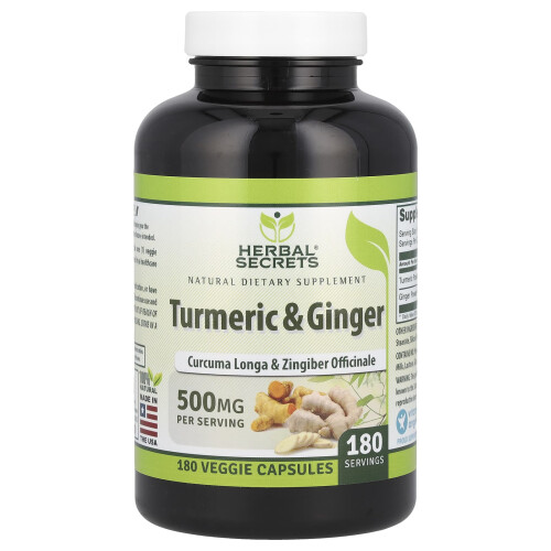 Βοτανικά Γραμμάτια, Τούρμεϊκ & Γίντζερ, 500 mg, 180 Βεγίτζι Κάψουλες