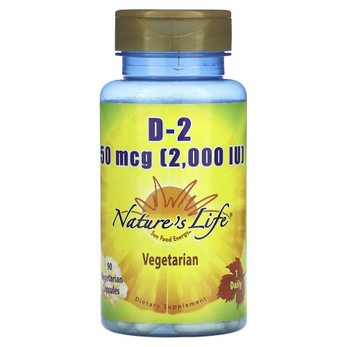 Nature's Life, Βιταμίνη D-2, 50 mcg (2,000 IU), 90 Vegetarian Capsules