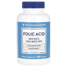 The Vitamin Shoppe, Folic Acid, 800 mcg, 300 Kapslí