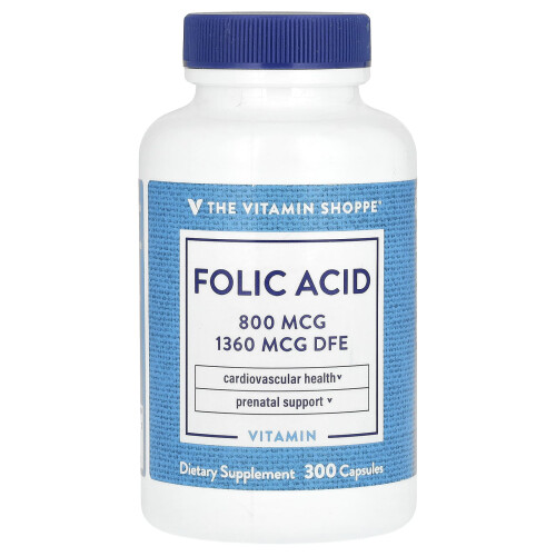 Ácido Fólico, 800 mcg, 300 Cápsulas