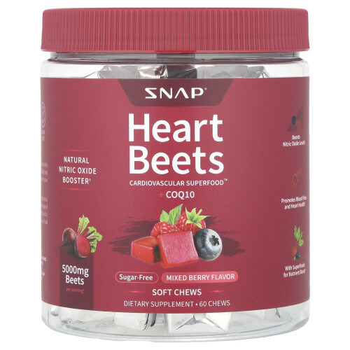 Snap Supplements, Καρδιακές Βούλγες + CoQ10, Μικτές Φρούτα, 60 Μυτερά Σουβλάκια