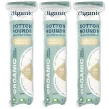 Cliganic, Cottoni Organici Tramati con Olio di Argan, 3 Pacchi, (100 Cottoni) Ogni