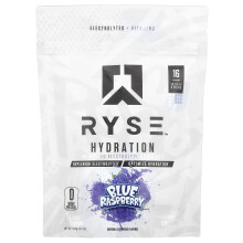 RYSE, Hidratação, Bebida de Eletrólitos para Ir ao Lugar, Morango Azul, 16 Sticks, 0.23 oz (6.5 g) Cada