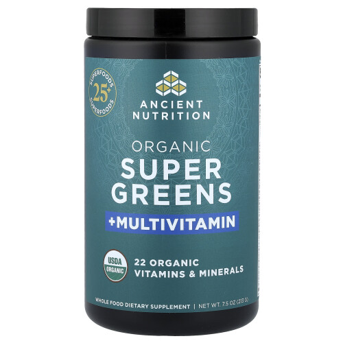 Ancient Nutrition, Οργανική Σούπερ Πράσινα + Πολυβιταμίνη, 7.5 oz (213 g)