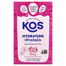 KOS, Hydratie + Eiwit, Verfrissende Drinkmix, Berry, 7 Packets, 0,65 oz (18 g) per Packet