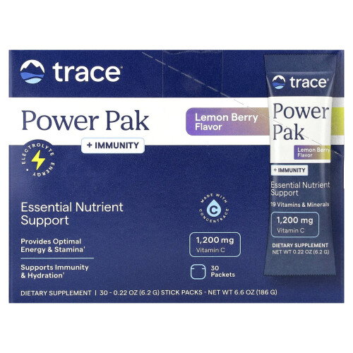 Trace Minerals Æ, PowerPak + Immunity, Λεμόνι Μελί, 30 Packets, 0.19 oz (5.3 g) Each