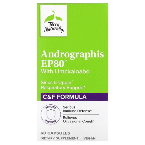 Terry Naturally, Andrographis EP80 com Umckaloabo, 60 Cápsulas