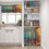 Kitchen Curtains Set Beige Orange Abstract 36 inch 6