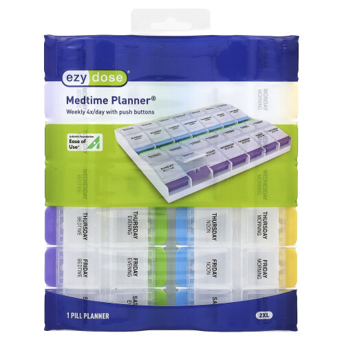 Medtime Planner Weekly 4X/Day con Push Buttons di Ezy Dose, 2 XL, 1 Count
