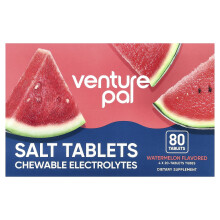 Venture Pal, Tablete de Sare, Electrolițe Gata de Mâncat, Watermelon, 80 Tablete