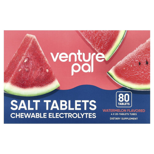 Venture Pal, Salt Tablets, Chewable Electrolytes, Watermelon, 80 Tablets