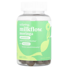 UpSpring, Milkflow, Moringagummier Plus Vitamin C, Grön Äpple, 60 Vegan Gummier
