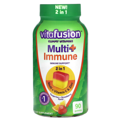 VitaFusion, Multi+ Ανοσοποιητική Γούμια Βιταμινών, Tangerine & Strawberry, 90 Γούμια
