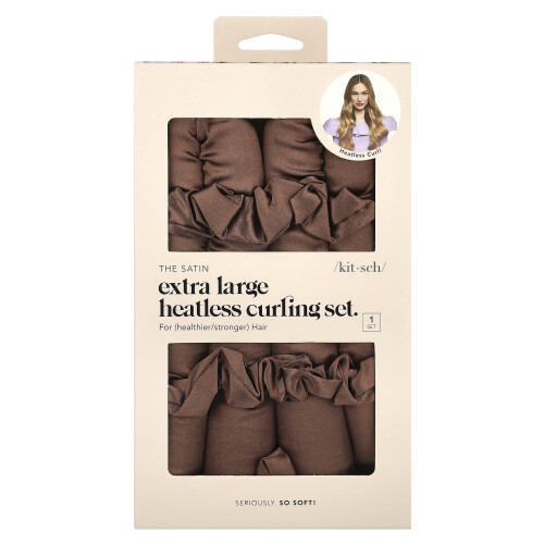 Kitsch, The Satin Heatless Curling Set, Extra Large, Σοκολάτα, 1 Set