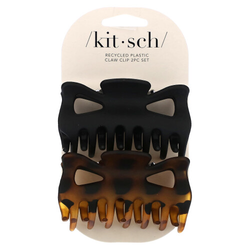 Kitsch, Large Claw Clips, Black & Tort, 2pc Set