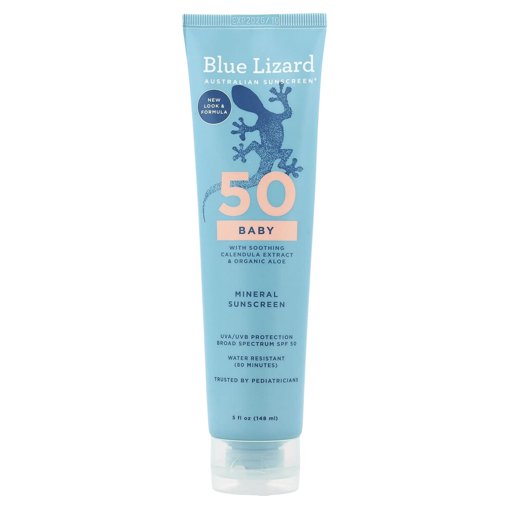 Blue Lizard Australian Sunscreen , Baby Mineral Sunscreen, Spf 50, 5 Fl Oz (148 Ml)