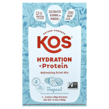 KOS, Hydratie + Eiwit, Verfrissende Drink Mix, Tropisch, 7 Pockets, 0,65 oz (18 g) Elk
