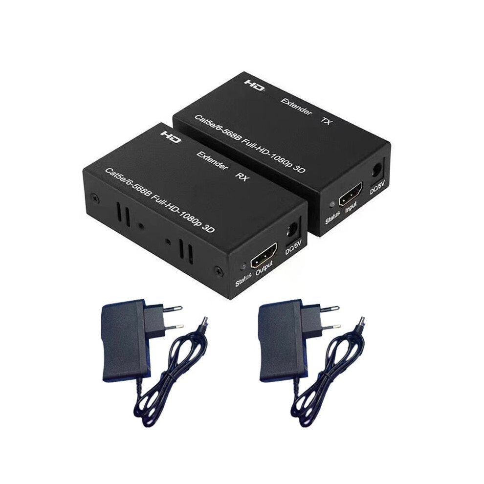 60M Extender Rj45 -Compatible Extender 1080P Signal Network Extender Cat5/6 Lan Extensor Eu Plug 6033335575008