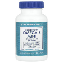 The Vitamin Shoppe, Omega-3 Mini, Hög Potens, 60 mjuka kapslar