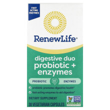 Renew Life, Duální Probiotik + Enzymy, 30 Vegetariánských Kapslí