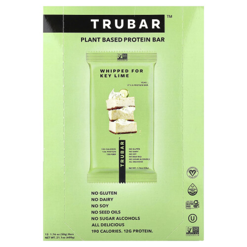 Trubar, Βιολογική Πρωτεΐνη Μπαρ, Χτυπημένο για Key Lime, 12 Μπάρες, 1.76 oz (50 g) Κάθε