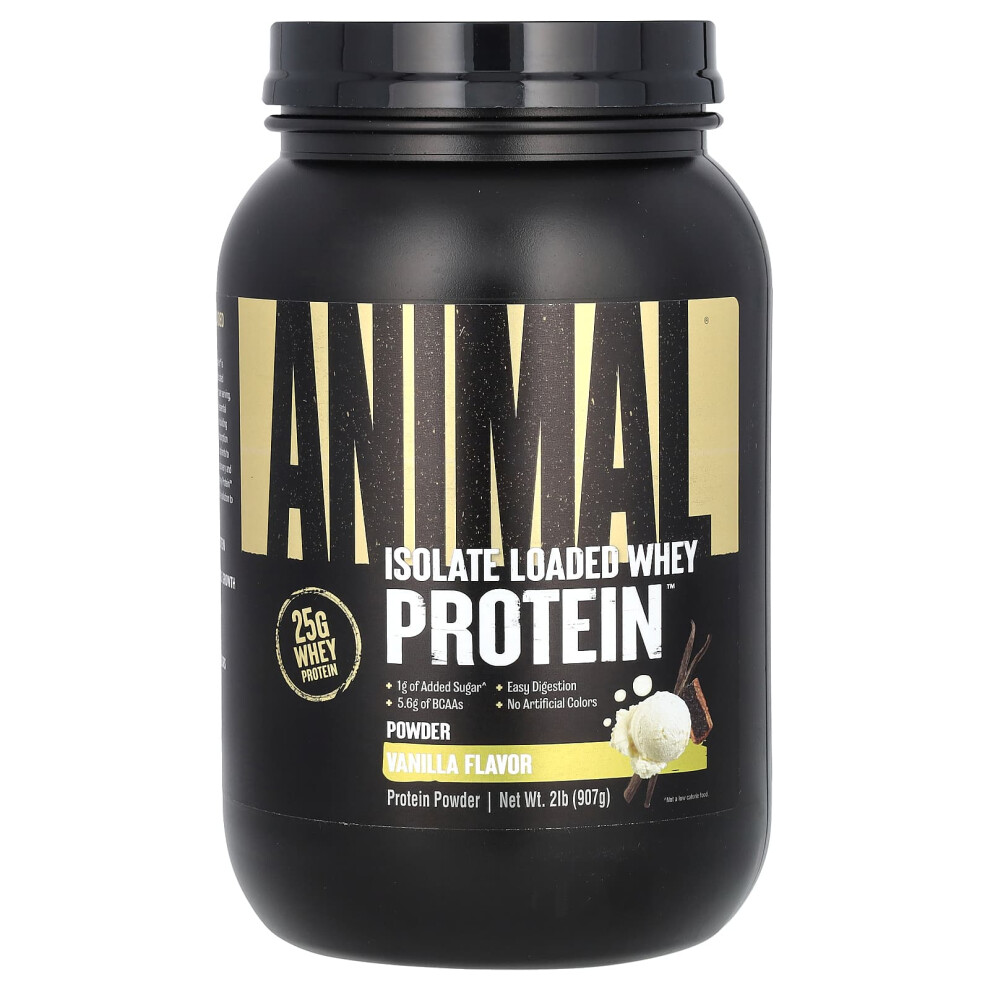 Animal , Isolate Loaded Whey Protein Powder, Vanilla, 2 Lb (907 G)