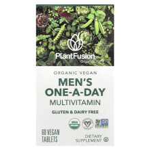 PlantFusion, Organiczny Wegean Mężczyzna One-a-Day Multivitamin, 60 Wegean Tabletów