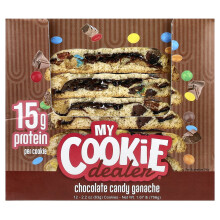 My Cookie Dealer Protein, Cookie de Proteine, Ganache de Căpșuni cu Chocolată, 12 Cookies, 2.2 oz (63 g) Fiecare