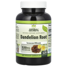 Herbal Secrets, Radice di Dandelion, 520 mg, 120 Cappucci Vegani