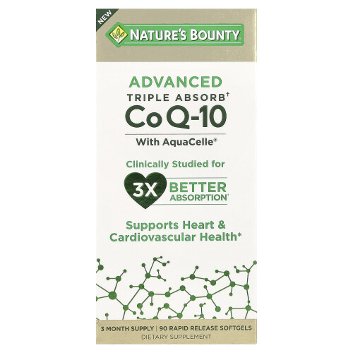Nature's Bounty, Advanced Τριπλή Αbsorb CoQ-10, 90 Ταχεία Εκφόρτωση Μυτελών Σοφγέλ