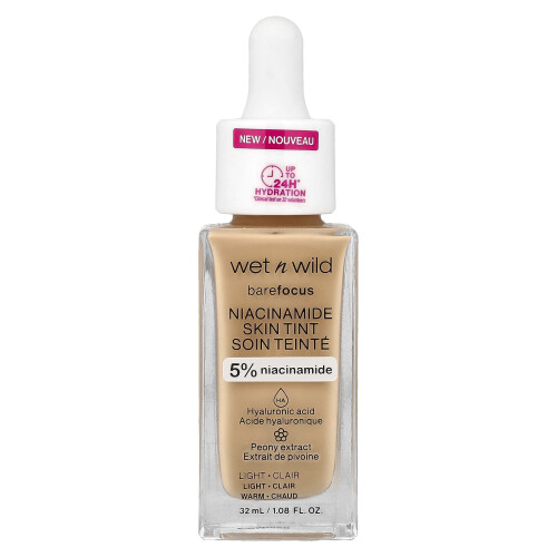 Wet n Wild Barefocus, Niacinamida Skin Tint, Light, 1.08 fl oz (32 ml)