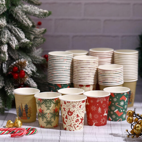 Vasos de papel navideños de 255 ml (100 unidades) 1