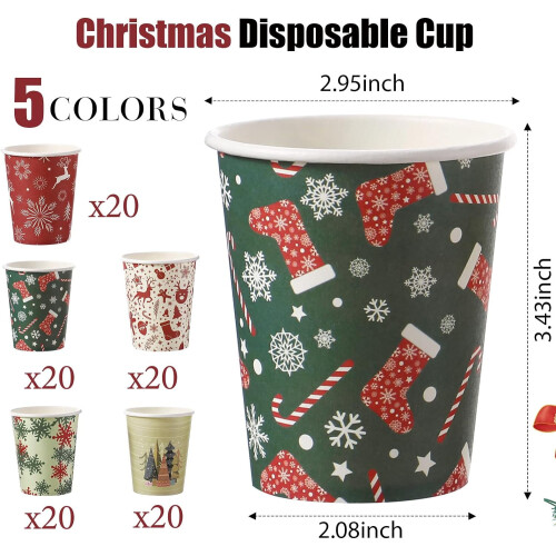 Vasos de papel navideños de 255 ml (100 unidades) 2