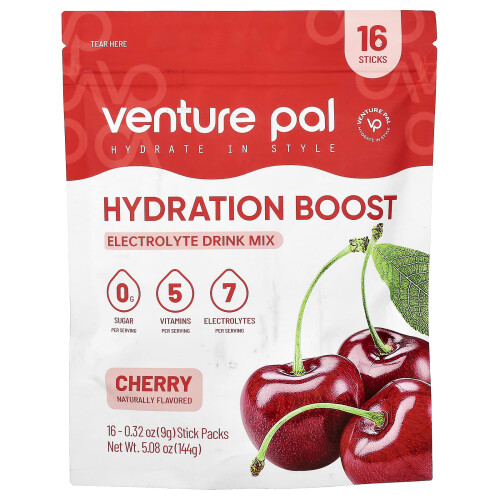 Venture Pal, Βοήθεια Υγρασίας, Μίγμα Πιέματος Ηλεκτρολυτών, Cherry, 16 Στιγμίου, 0.32 oz (9 g) Each