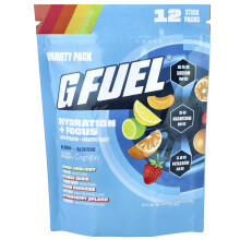 G FUEL, Hydratie + Focus, Elektrolyt Drink Mix met Cognizin, Variëteit Pak, 12 Stik Paks, 0.21 oz (6 g) Elke