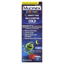 Mucinex, Barn, Multi-Symptom Cold, Night Time,  Ålder 6+, Very Berry, 4 fl oz (118 ml)