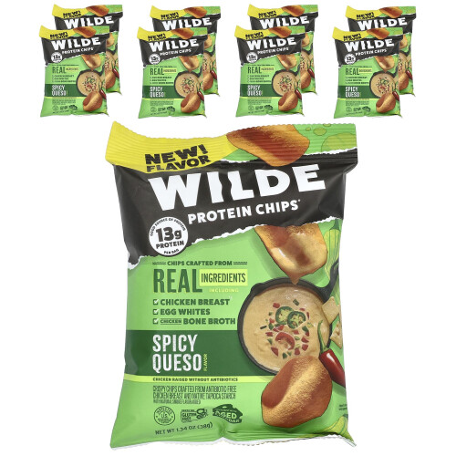 Wilde Brands, Protein Chips, Σπιτσι Queso, 8 Bags, 1.34 oz (38 g) Each