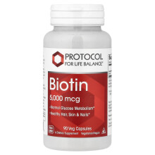 Protocol for Life Balance, Biotine, 5.000 mcg, 90 Veg Capsules