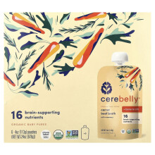 Cerebelly, Orgaaninen Pieni Puree, Karotti, Liha Broth with Rosemary, 6 Pussia, 4 oz (113 g) Kumpa