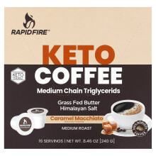 RAPIDFIRE, Keto Kávé Pod, Caramel Macchiato, Közepes Erősségű, 16 Pod, 8,46 oz (240 g)