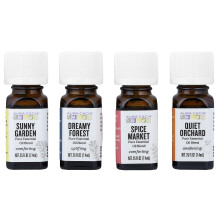Aura Cacia, Journey Kit, Zespoły Diffuzji Oliwek Eterycznych, 4 Butelki, 0,25 fl oz (7,4 ml) Każda