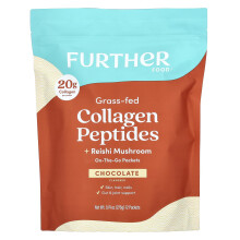 Further Food, Peptidi di Collagene Grass-Fed + Funghi Reishi, Cioccolato, 12 Bustine, 0.81 oz (23 g) Ogni