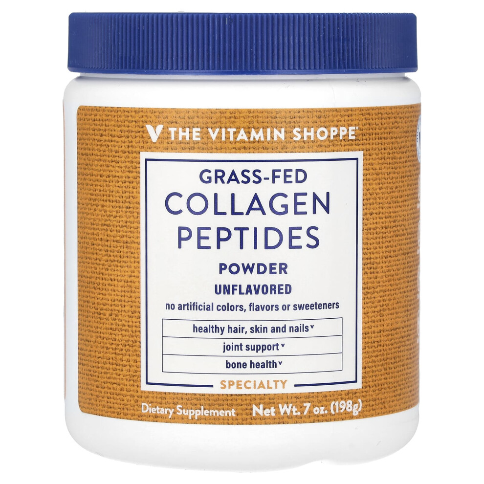 The Vitamin Shoppe , Grass-Fed Collagen Peptides Powder, Unflavored, 7 Oz (198 G)