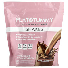 Flat Tummy, Shake, Természetes csokoládé, 1,6 font (720 g)
