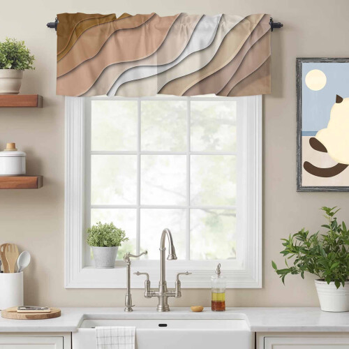 Brown Abstract Geometric Valance 60x18in 1