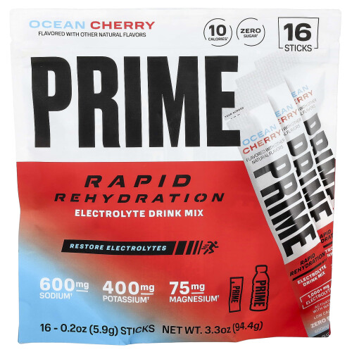Prime Hydration, Rapid Rehydration, Electrolyte Drink Mix, Ωκεανική Κεράτινη, 16 Στιμούλες, 0.2 oz (5.9 g) Κάθε