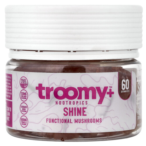 Troomy Nootropics, Shine, Φункциολογικά Μύκητα Γκουμμι, Λευκό Πεπόνι Πορτοκαλί, 60 Γκουμμι