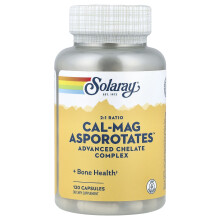 Solaray, 2:1 Verhouding Cal-Mag Asporotaten, Geavanceerd Chelate Complex, 120 Capsules
