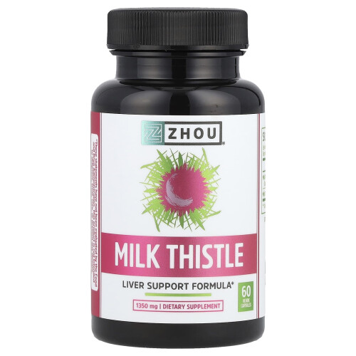 Zhou Nutrition, Γάλα Θύλου, Φόρμα Υποστήριξης Ήπατος, 450 mg, 60 Βοτανοθεραπευτικά Καψούλια
